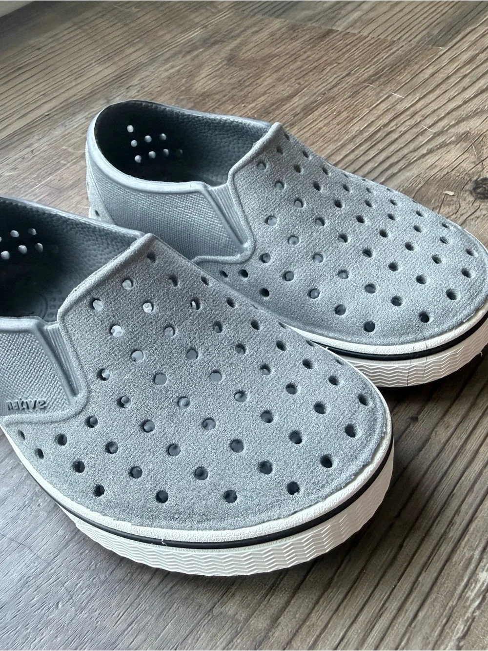 Native Kids Light Gray Perforated Slip-On Water Shoes